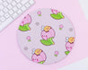 Kawaii BumbleButt Peony Pastel Pink Mouse Mat - Katnipp Illustrations