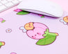 Kawaii BumbleButt Peony Pastel Pink Mouse Mat ~ Gingham Print Rectangle - Katnipp Illustrations