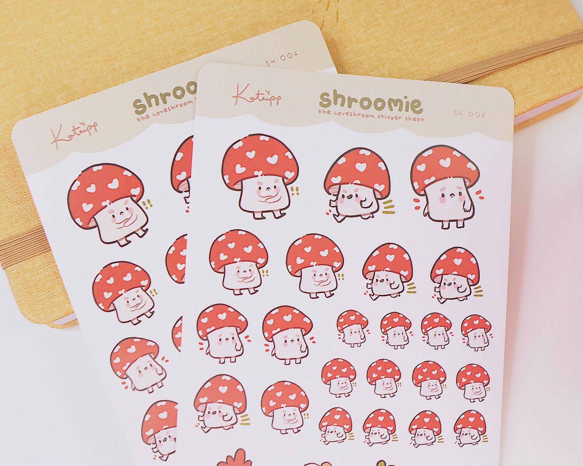 Kawaii Chubby Mushroom Emoji Planner Stickers ~ SH004 - Katnipp Illustrations