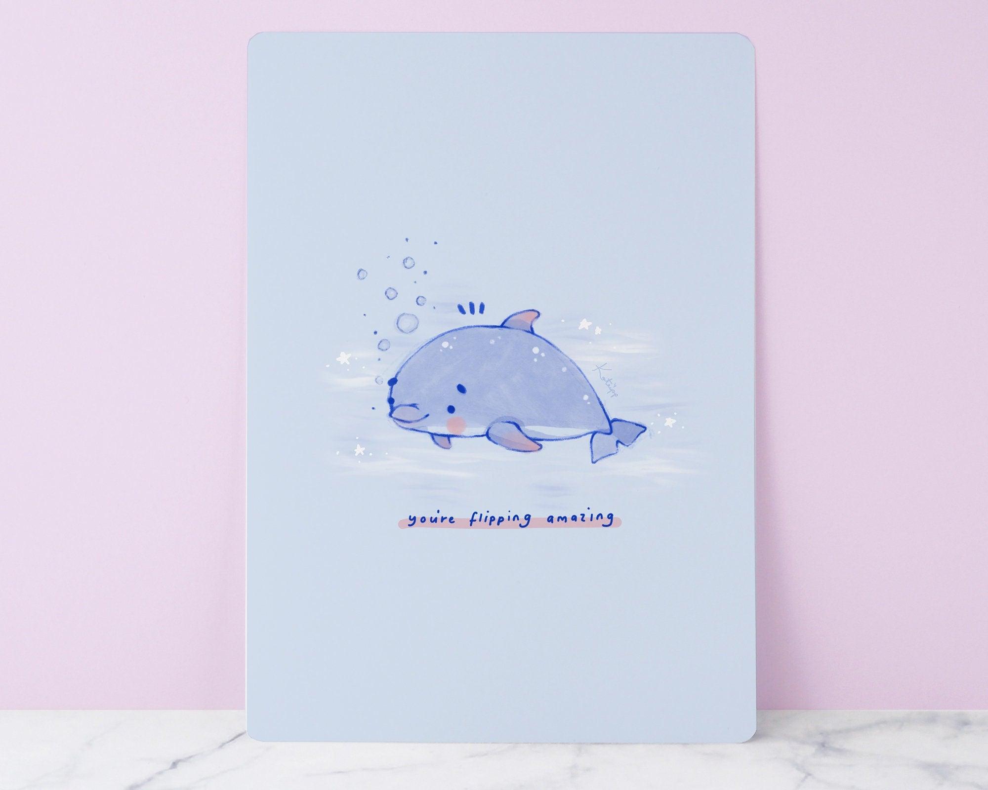 Kawaii Dolphin Art Print - Katnipp Studios