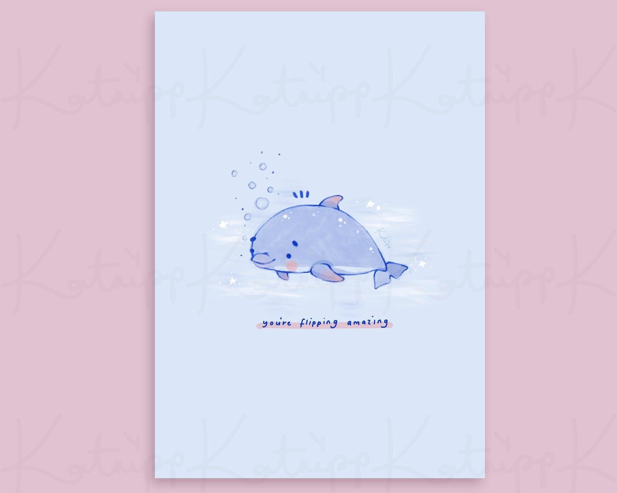 Kawaii Dolphin Art Print - Katnipp Studios