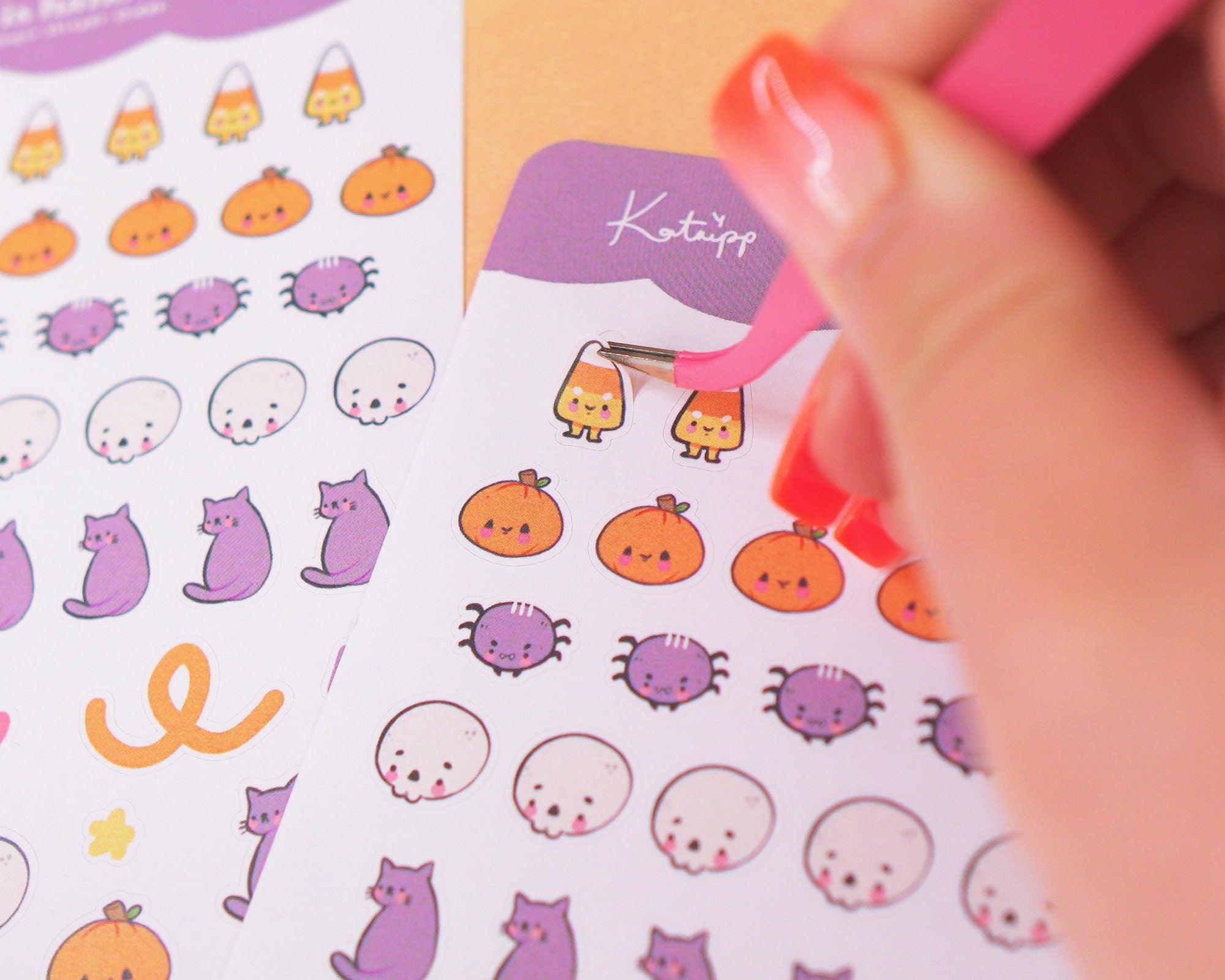 Kawaii Halloween A6 Sticker Sheet | Cute Spooky Planner Stickers | HALLOWS001 Katnipp character product