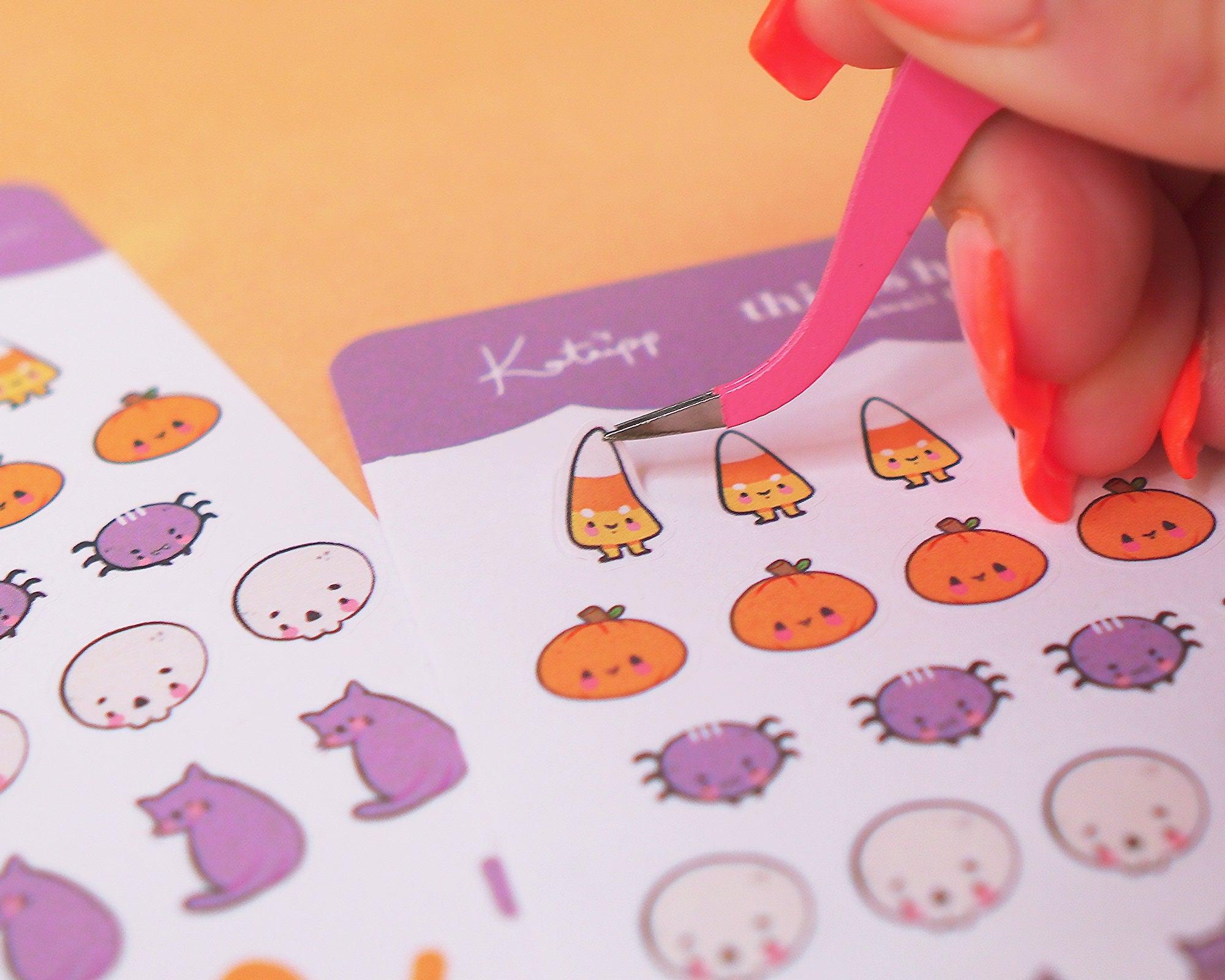 Kawaii Halloween A6 Sticker Sheet | Cute Spooky Planner Stickers | HALLOWS001 Katnipp character product