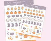 Kawaii Halloween A6 Sticker Sheet | Cute Spooky Planner Stickers | HALLOWS001 Katnipp character product