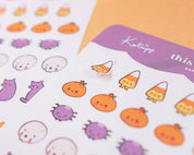 Kawaii Halloween A6 Sticker Sheet | Cute Spooky Planner Stickers | HALLOWS001 Katnipp character product