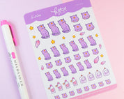 Kawaii Magical Cat A6 Sticker Sheet | Witchy Planner Stickers | PW004 Katnipp character product