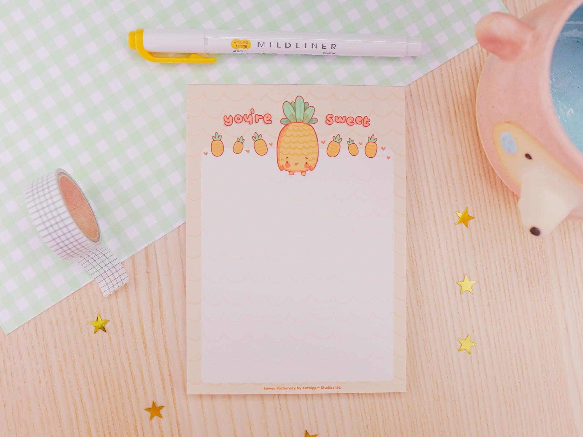 Kawaii Pineapple Notepad A6 - Katnipp Illustrations