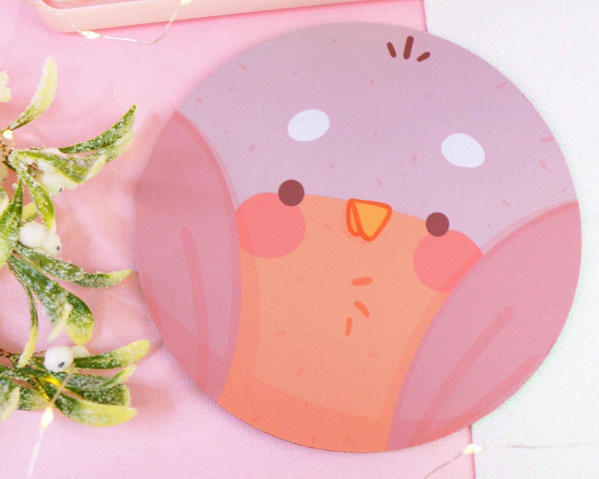 Kawaii Robin Bird Winter Mouse pad ~ Cute Christmas Mouse Mat - Katnipp Illustrations