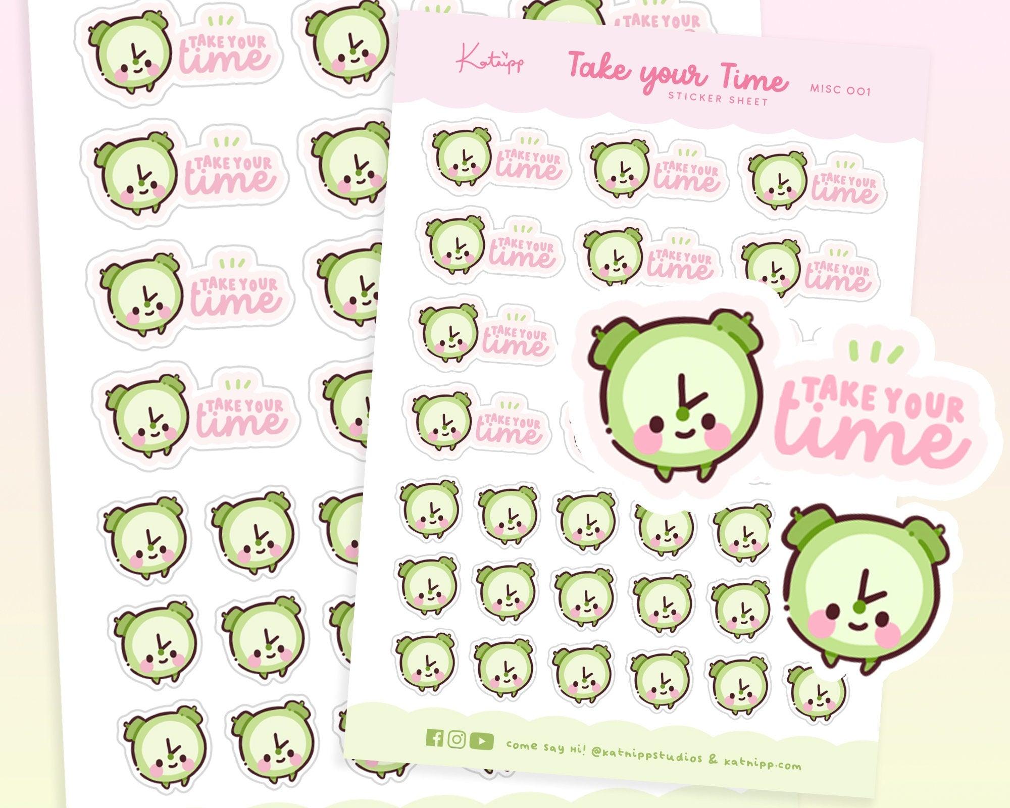 Kawaii Take your Time Alarm Clock Planner Stickers ~ MISC001 - Katnipp Illustrations