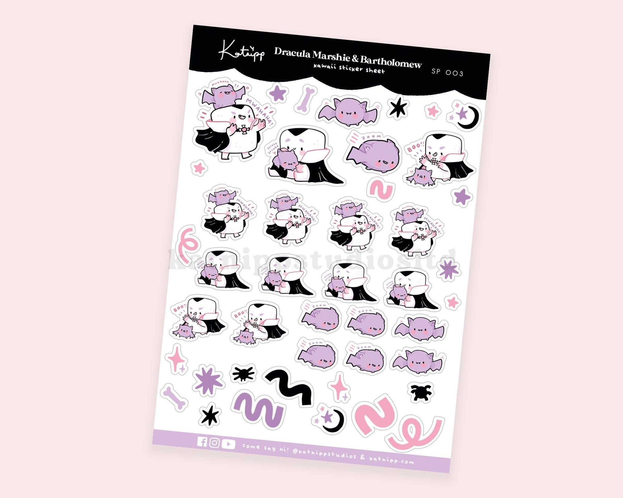 Kawaii Vampire A6 Sticker Sheet | Cute Gothic Planner Stickers | SP003 Katnipp character product