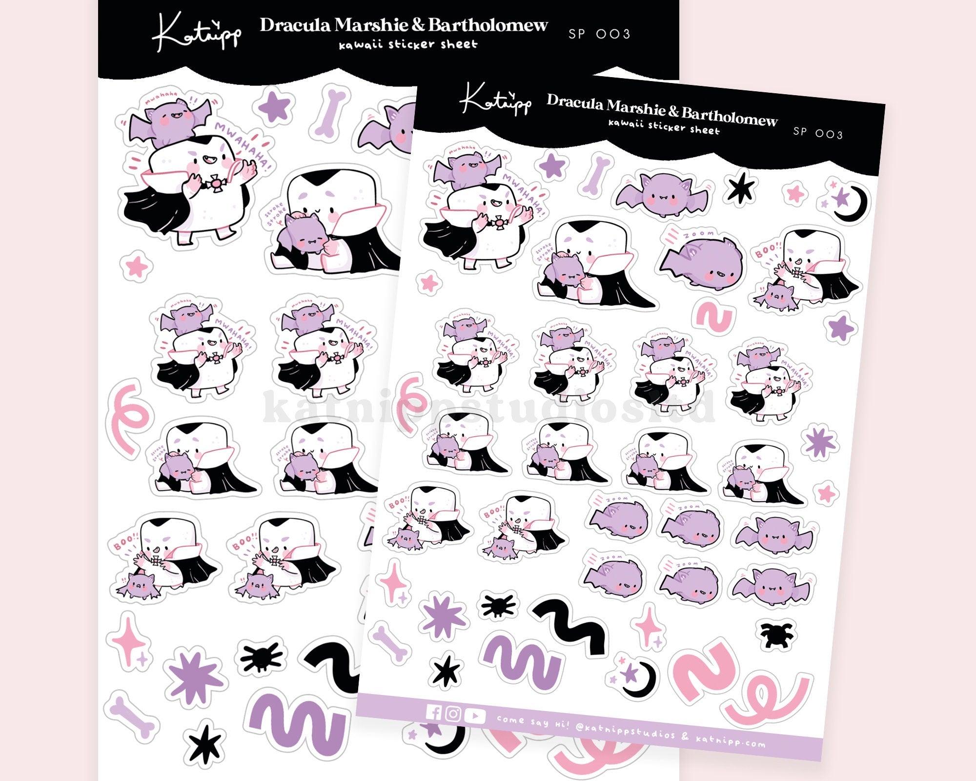 Kawaii Vampire A6 Sticker Sheet | Cute Gothic Planner Stickers | SP003 Katnipp character product