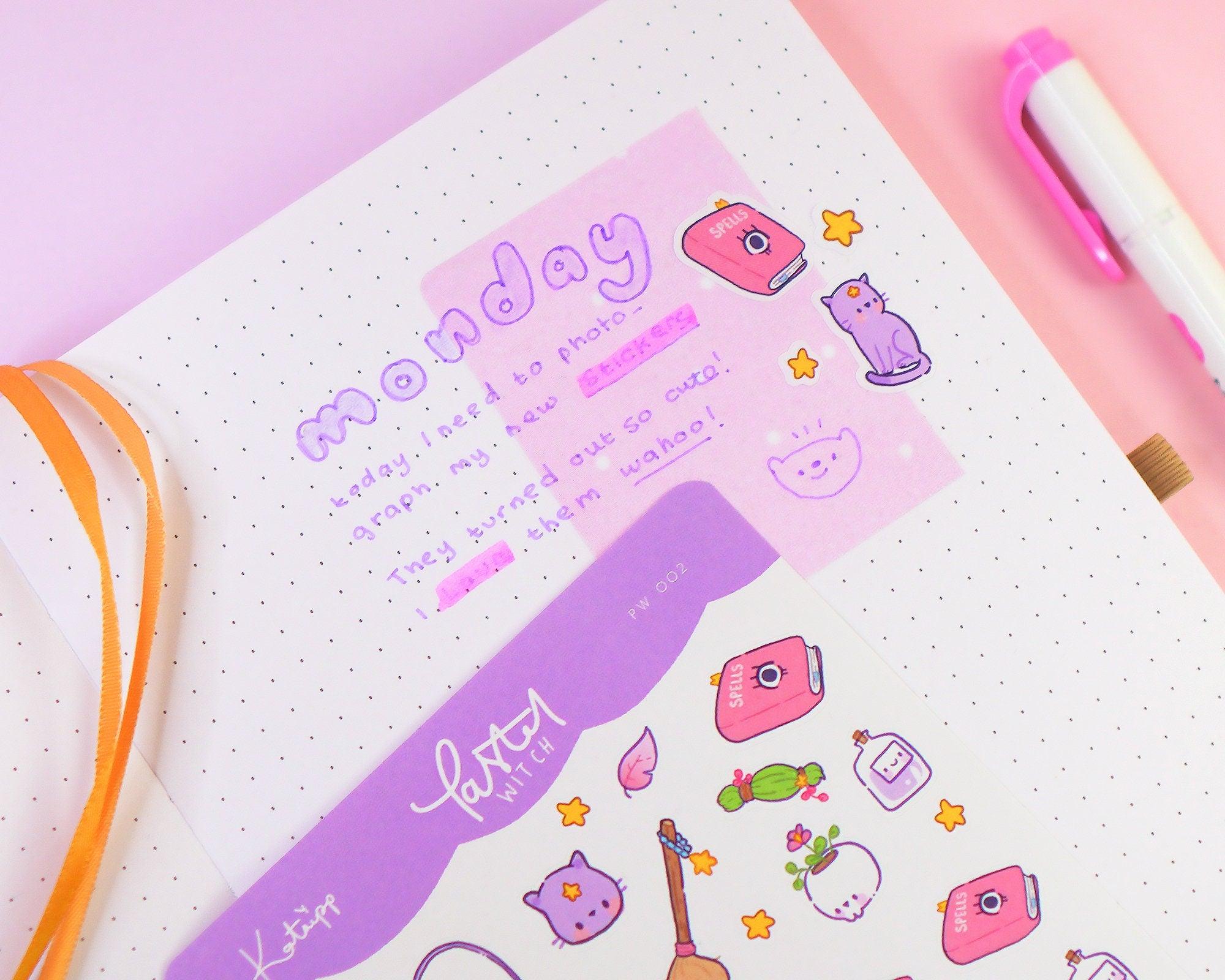Kawaii Witch Accessories A6 Sticker Sheet | Magical Planner Stickers | PW002 Katnipp character product