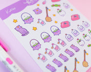 Kawaii Witch Accessories A6 Sticker Sheet | Magical Planner Stickers | PW002 Katnipp character product