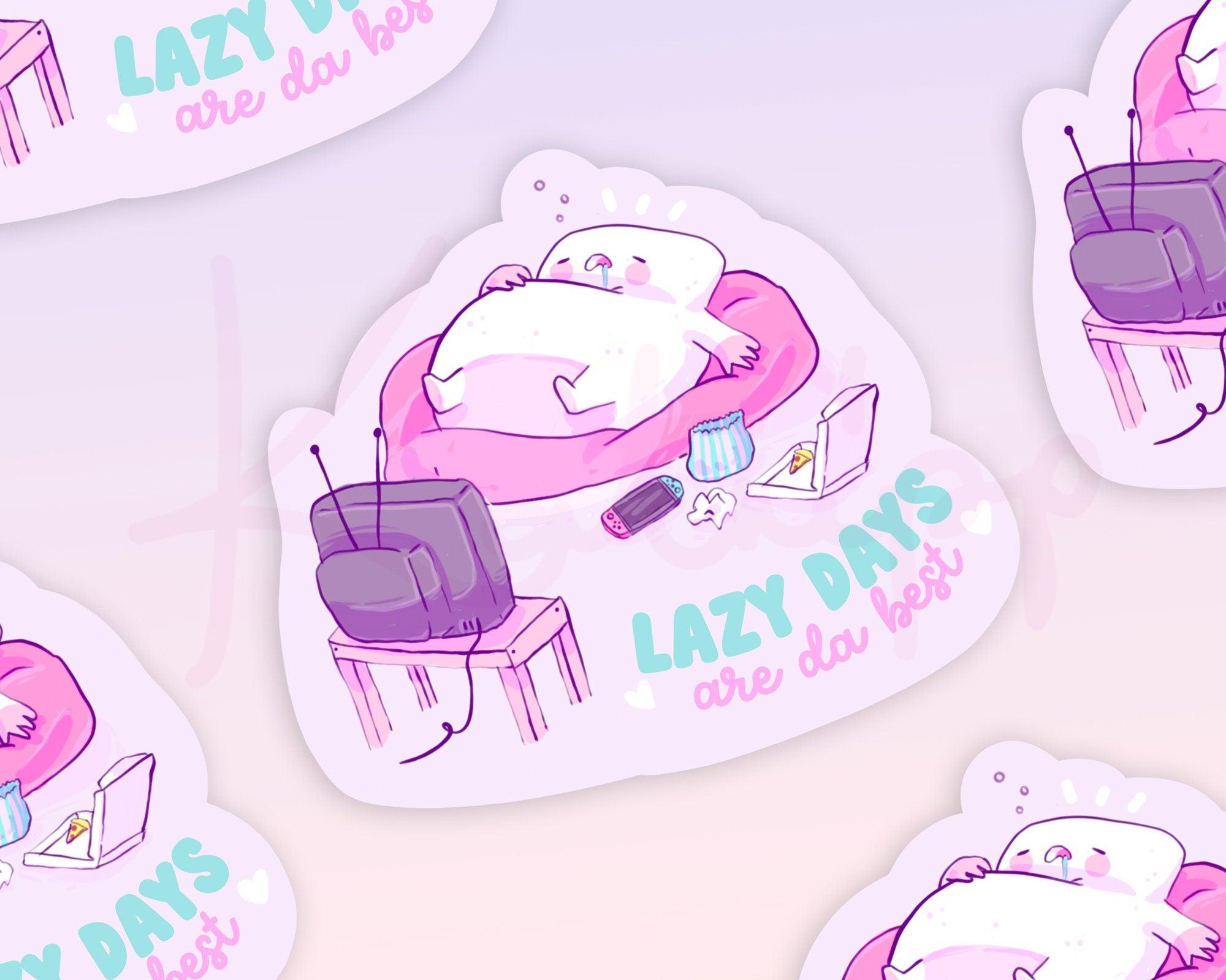 Lazy Days Cosy Marshmallow Die Cut Sticker - Katnipp Illustrations