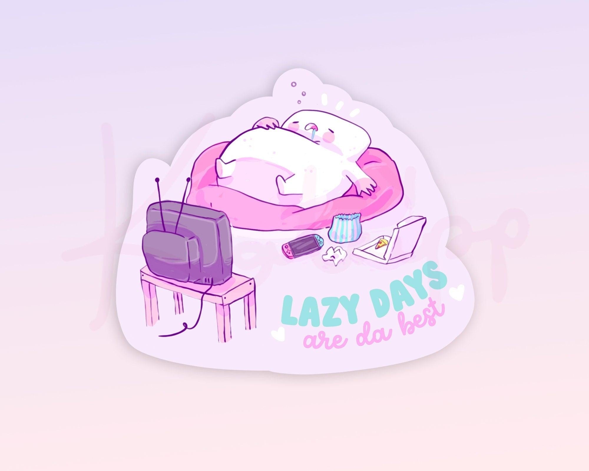 Lazy Days Cosy Marshmallow Die Cut Vinyl Sticker – Katnipp Studios