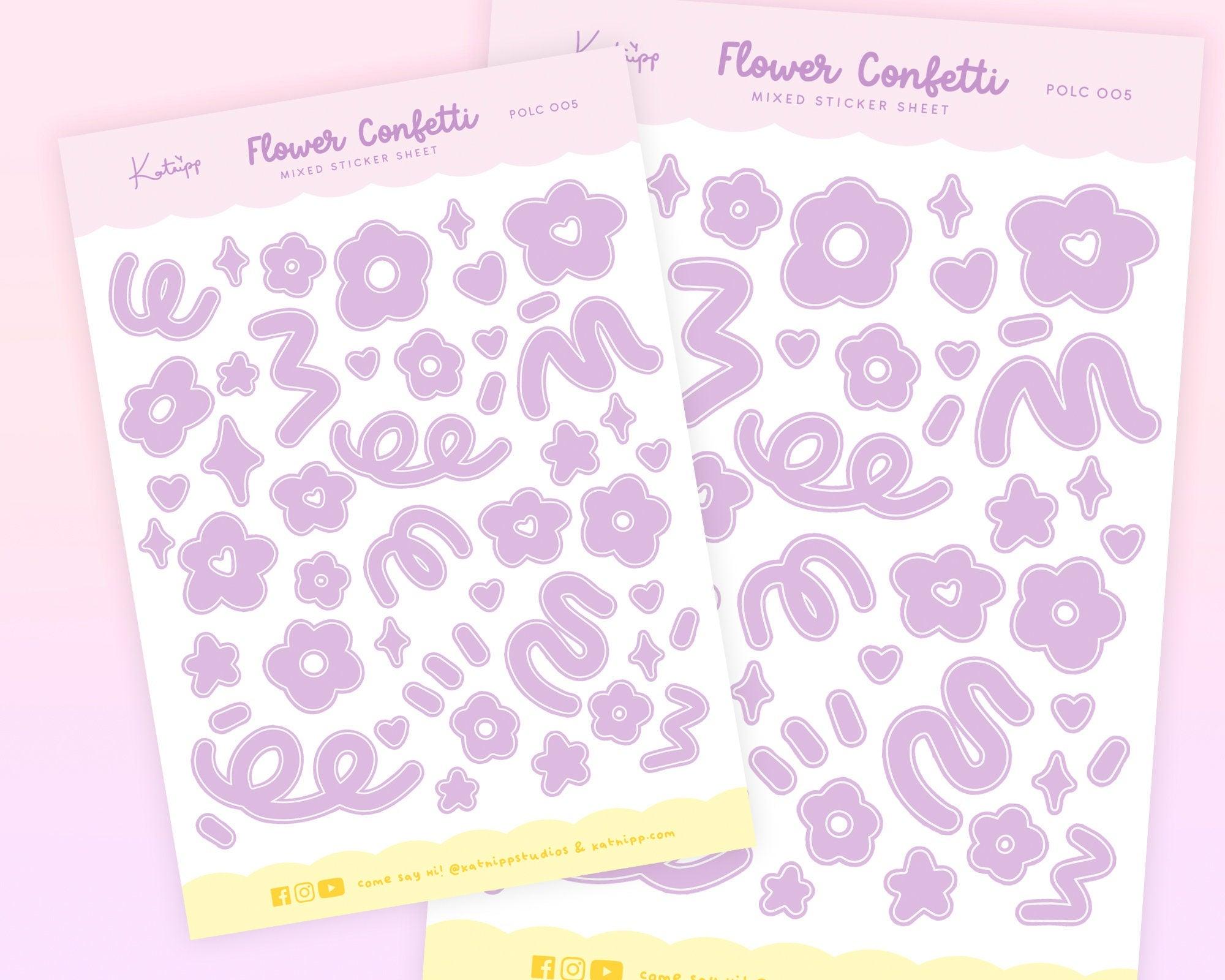 Lilac Purple Flower Confetti Polco Deco Planner Stickers ~ POLC005 - Katnipp Illustrations