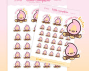 Little Campfire Planner Sticker Sheet | Kawaii Motivational Planner Stickers | CAMP001 Katnipp character product