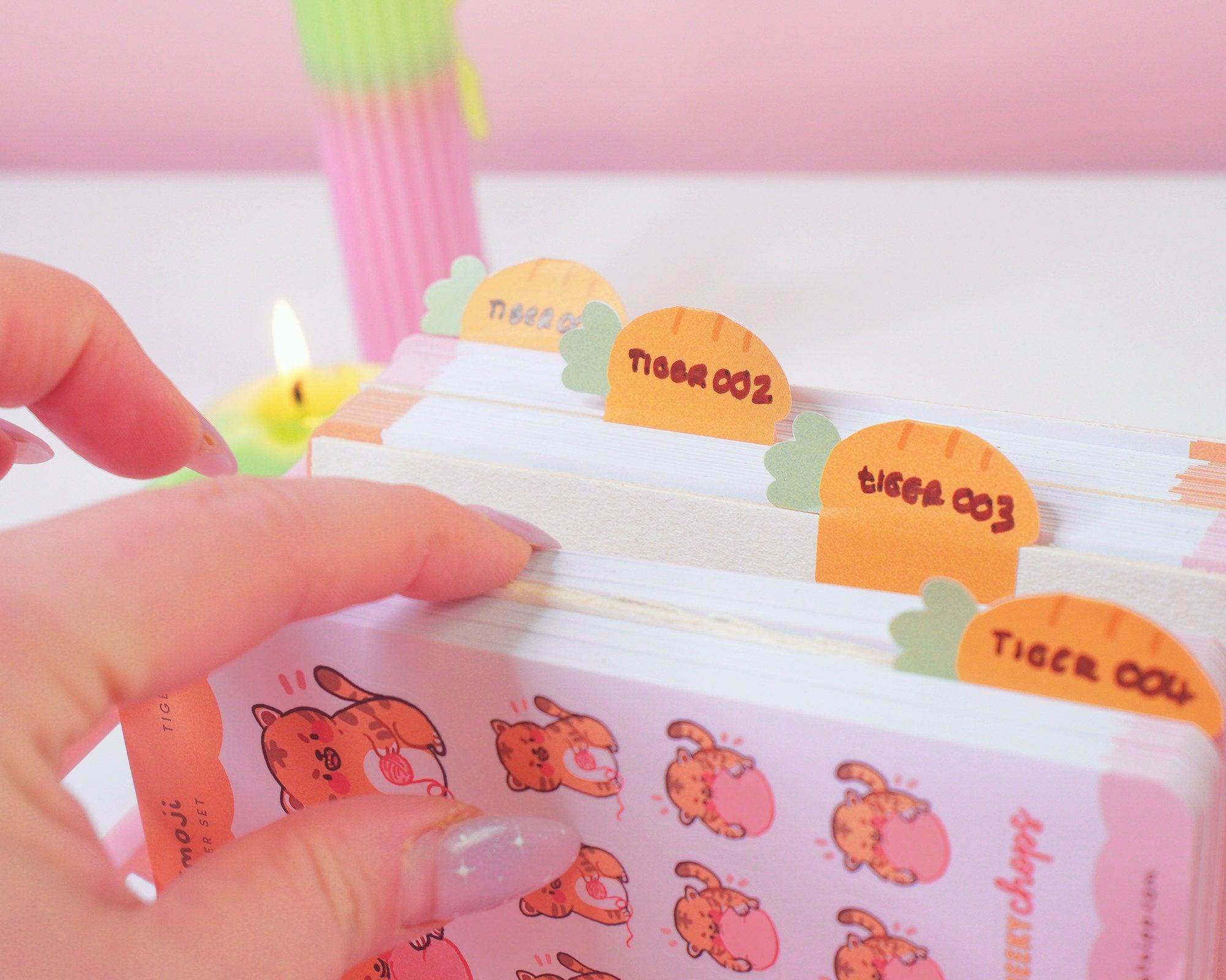 Little Carrots Index Tab Stickers | Cute Writable Planner Tabs for Organisation | ID007 Katnipp character product