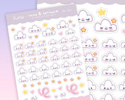 Little Cloud & Stars Emoji Planner Stickers ~ MS006 - Katnipp Illustrations