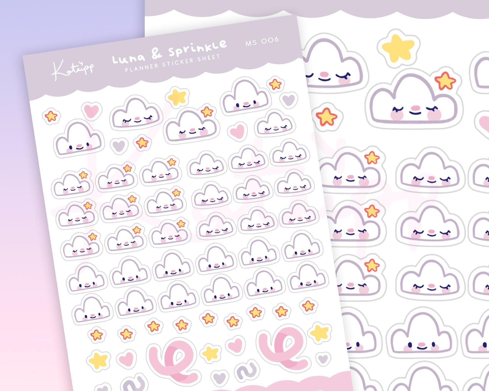 Little Cloud & Stars Emoji Planner Stickers ~ MS006 - Katnipp Illustrations