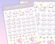 Little Cloud & Stars Emoji Planner Stickers ~ MS006 - Katnipp Illustrations