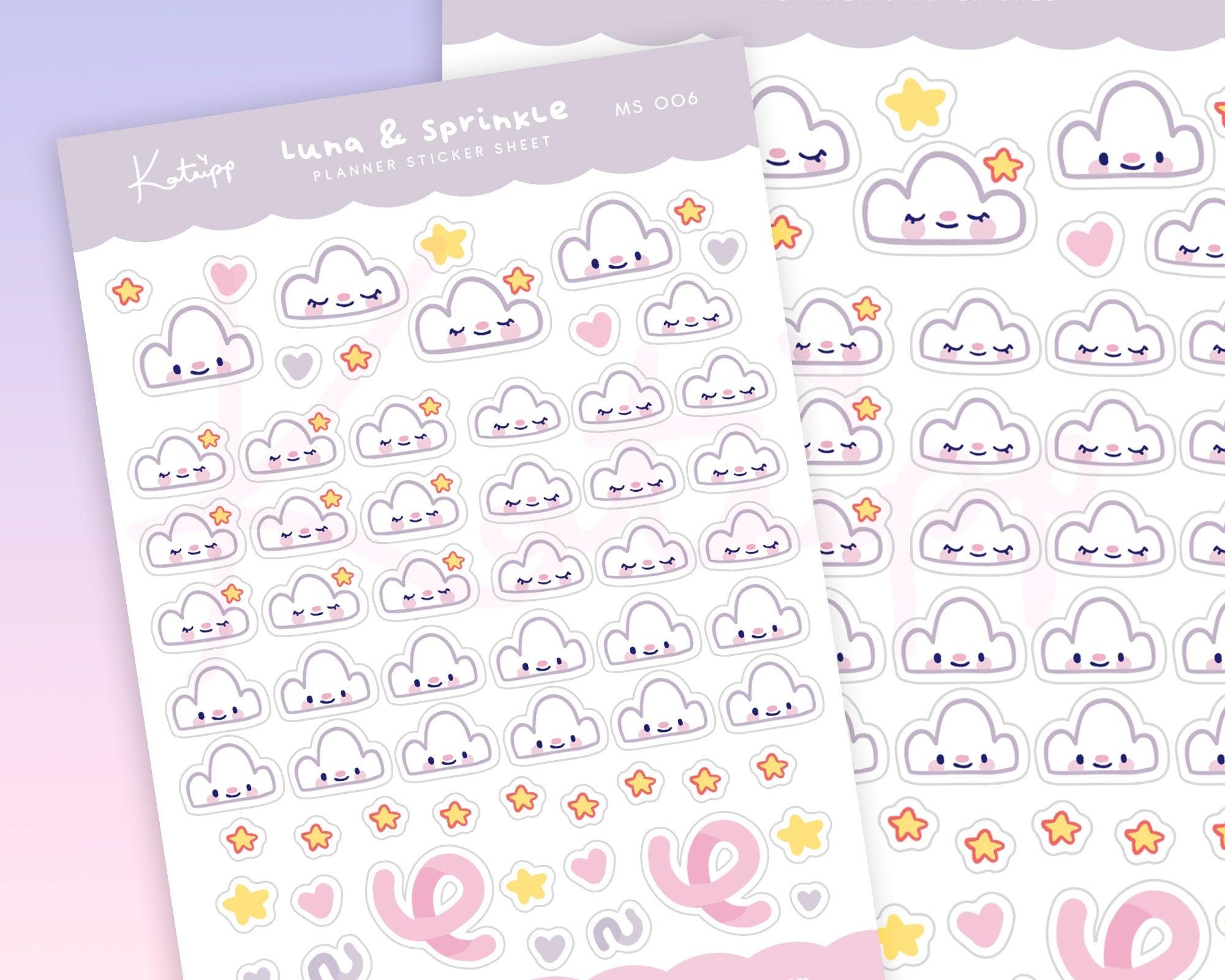 Little Cloud & Stars Emoji Planner Stickers ~ MS006 - Katnipp Illustrations