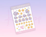 Luna & Sprinkle Moon & Star Stickers | Kawaii Celestial Planner Stickers | MS003 Katnipp character product