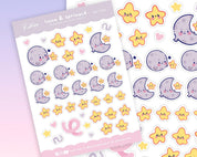 Luna & Sprinkle Moon & Star Stickers | Kawaii Celestial Planner Stickers | MS003 Katnipp character product