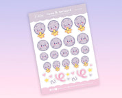 Luna & Sprinkle Moon & Star Stickers | Kawaii Pastel Planner & Bullet Journal Stickers | MS002 Katnipp character product