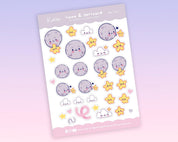 Luna & Sprinkle Planner Stickers | Kawaii Moon & Star Stickers | A6 Pastel Stationery | MS001 Katnipp character product
