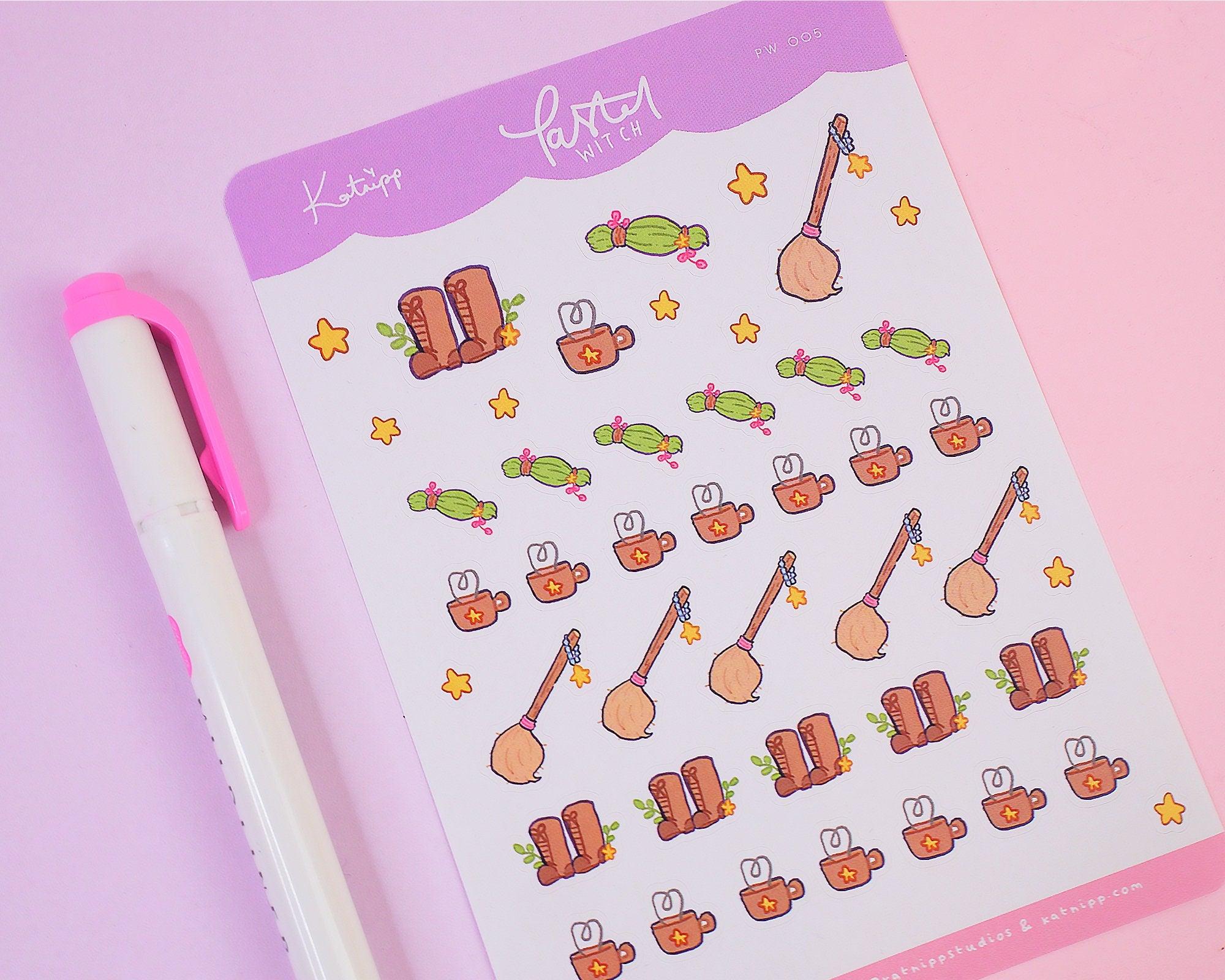 Magic Coffee Pastel Witch Planner Stickers ~ PW005 - Katnipp Illustrations