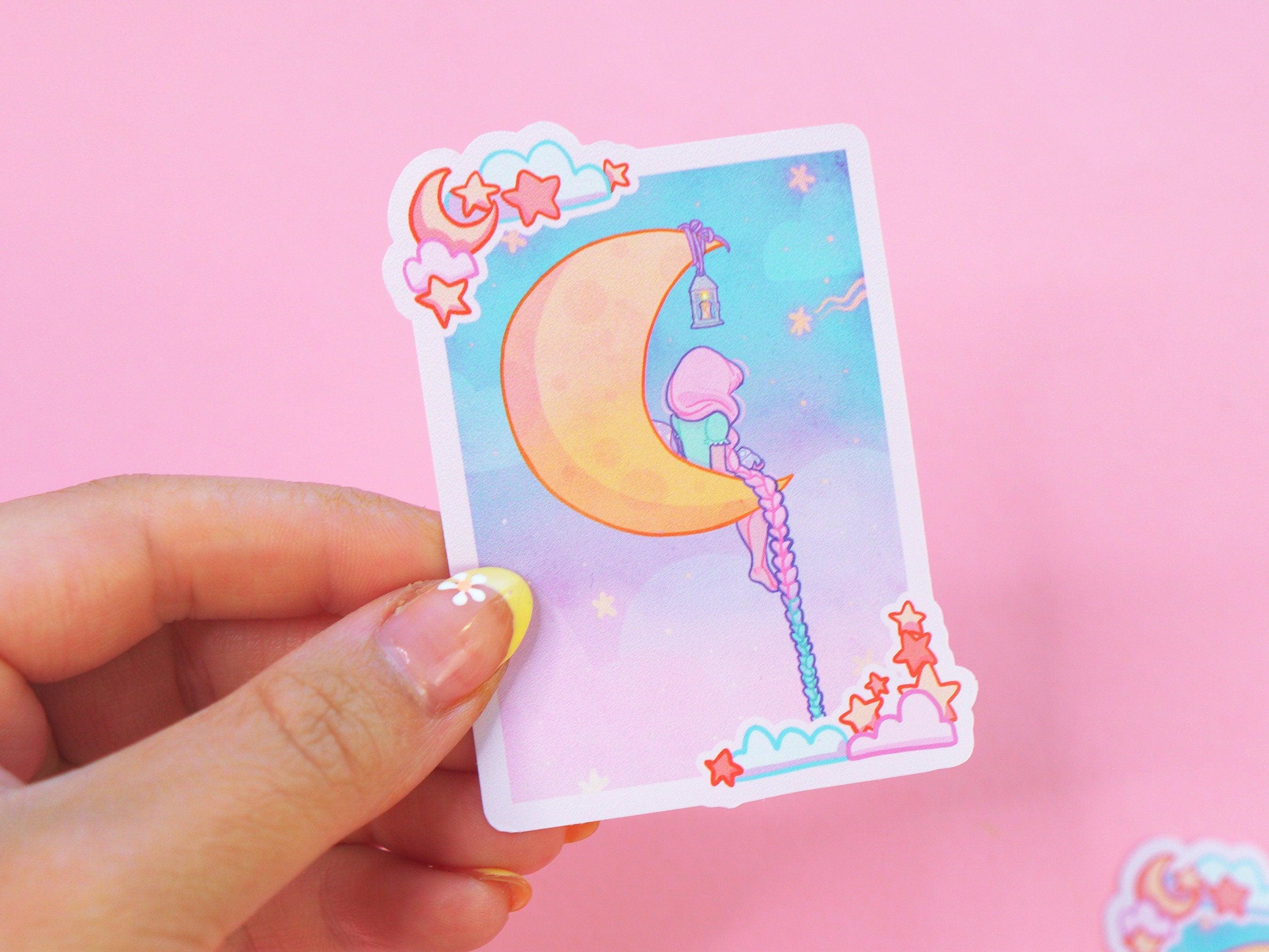 Magic Girl & Moon Die Cut Sticker - Katnipp Illustrations