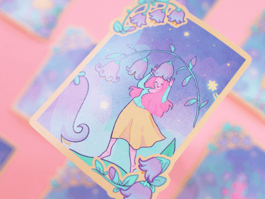 Magic Girl Bluebells Die Cut Stickers ~ Waterproof Pastel Kawaii Die Cut Sticker - Katnipp Illustrations