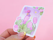 Magic Tulip Girl Die Cut Vinyl Sticker | Whimsical Floral Kawaii Sticker Katnipp character product