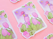 Magic Tulip Girl Die Cut Vinyl Sticker | Whimsical Floral Kawaii Sticker Katnipp character product