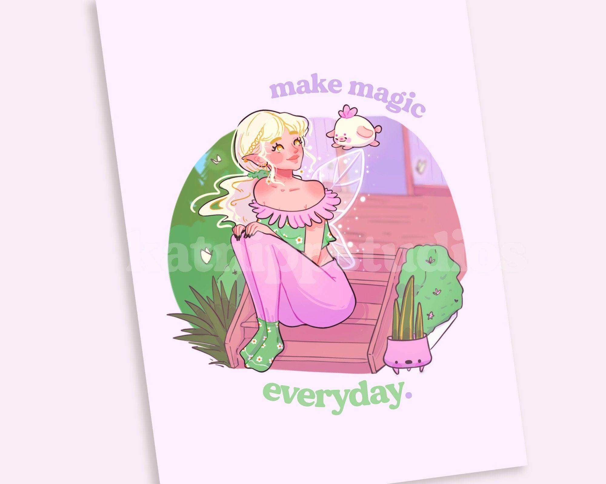 Make magic everyday ~ Magical Girl Art Print - Katnipp Illustrations
