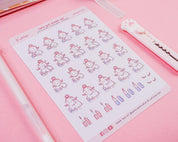 Makeup Planner Sticker Sheet | Kawaii Beauty & Self-Care Stickers | KATNIPP003 Katnipp character product