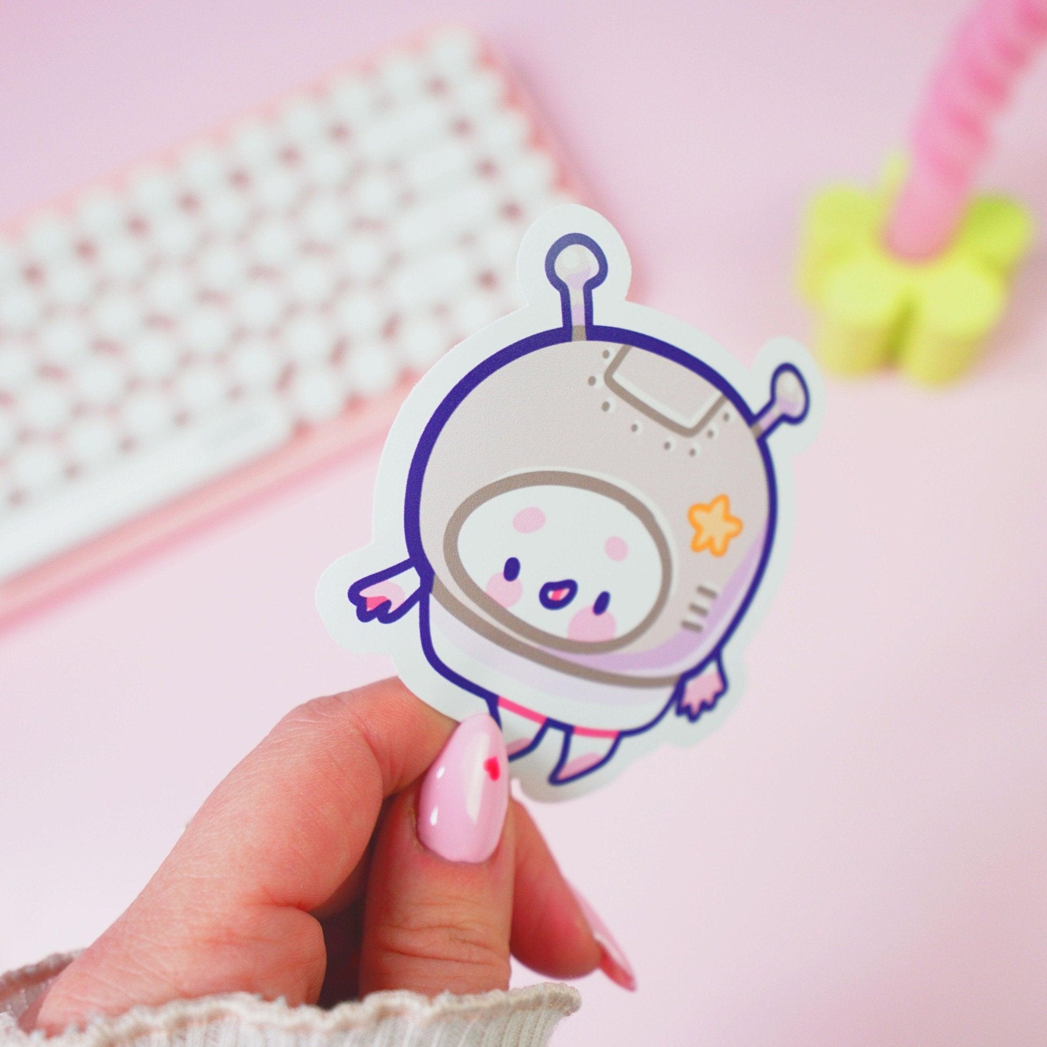 Marshie Astronaut Vinyl Sticker | Kawaii Pastel Celestial Die Cut Sticker for Planners, Laptops & Decor Katnipp character product