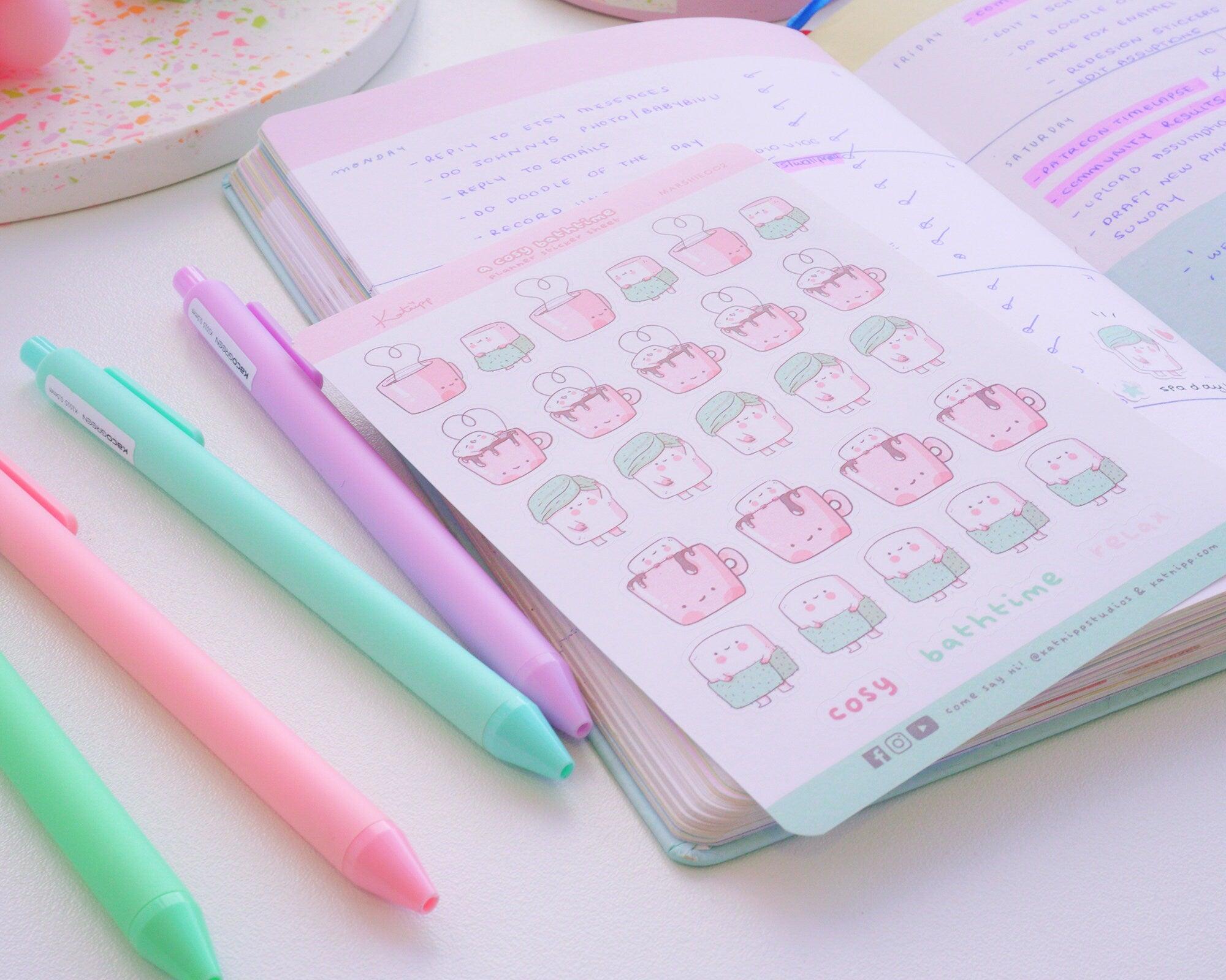 Marshie Cosy Bath Time Sticker Sheet | Kawaii Self Care Planner Stickers A6 | MARSHIE002 Katnipp character product