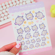 Marshie & Sprinkle Astronaut Sticker Sheet | Kawaii Celestial Planner Stickers | MS009 Katnipp character product