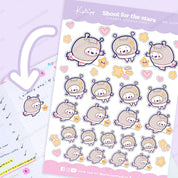 Marshie & Sprinkle Astronaut Sticker Sheet | Kawaii Celestial Planner Stickers | MS009 Katnipp character product