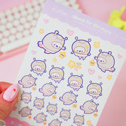 Marshie & Sprinkle Astronaut Sticker Sheet | Kawaii Celestial Planner Stickers | MS009 Katnipp character product