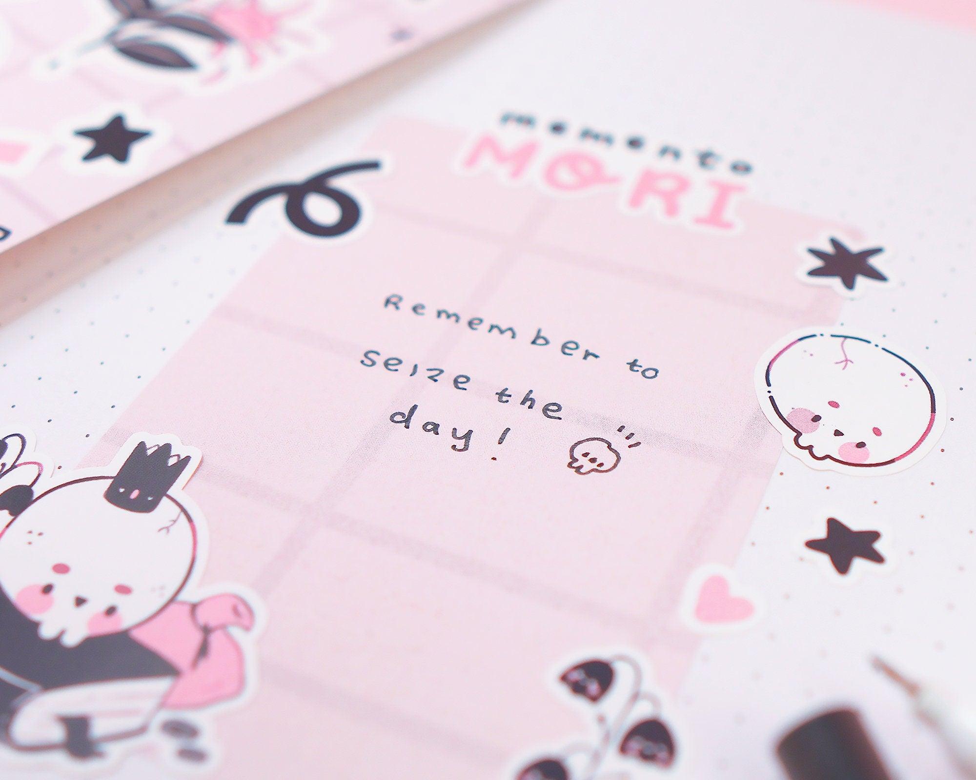 Memento Mori A5 Vinyl Sticker Sheet | Kawaii Gothic Skull Stickers | MM001 Katnipp character product
