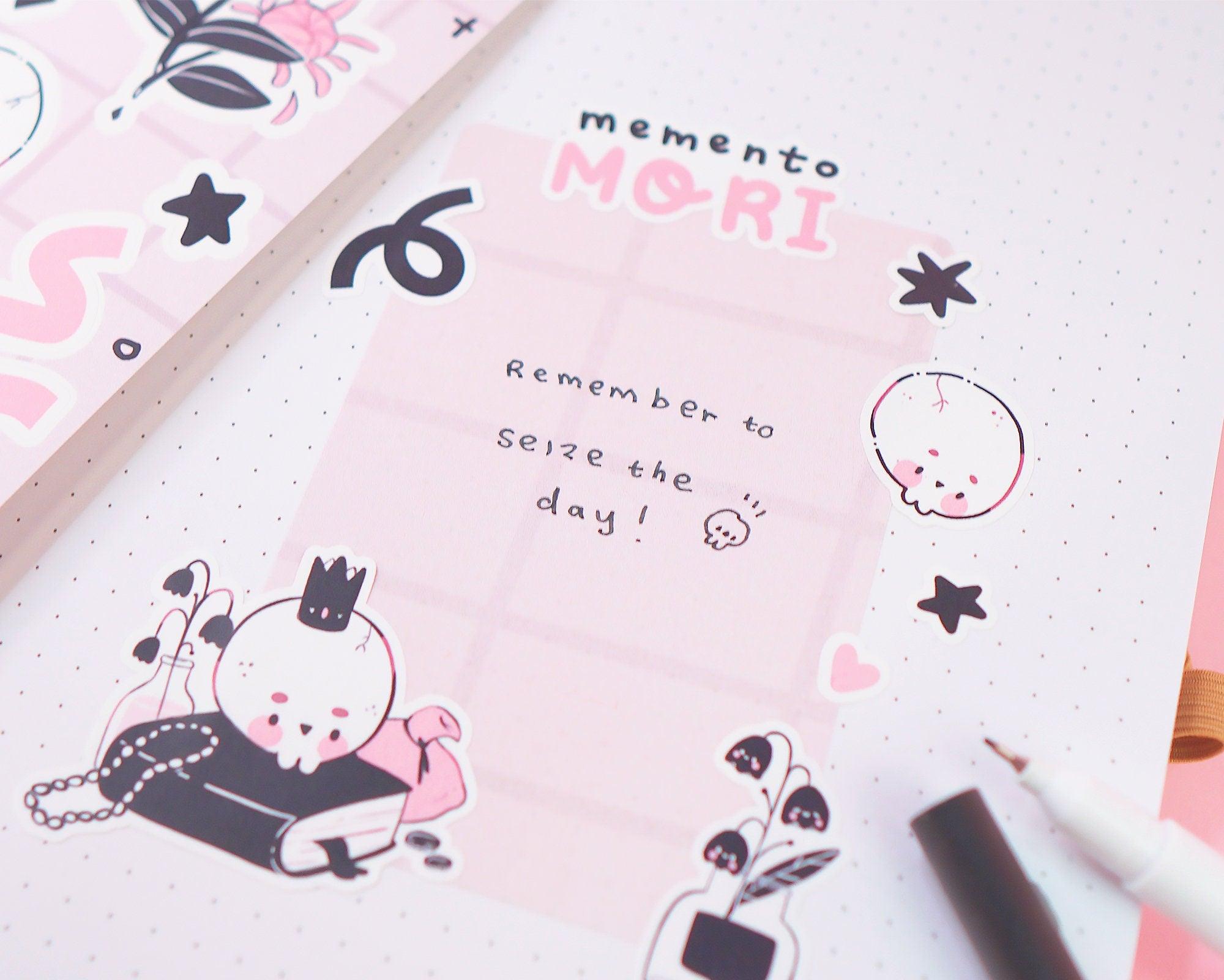 Memento Mori A5 Vinyl Sticker Sheet | Kawaii Gothic Skull Stickers | MM001 Katnipp character product