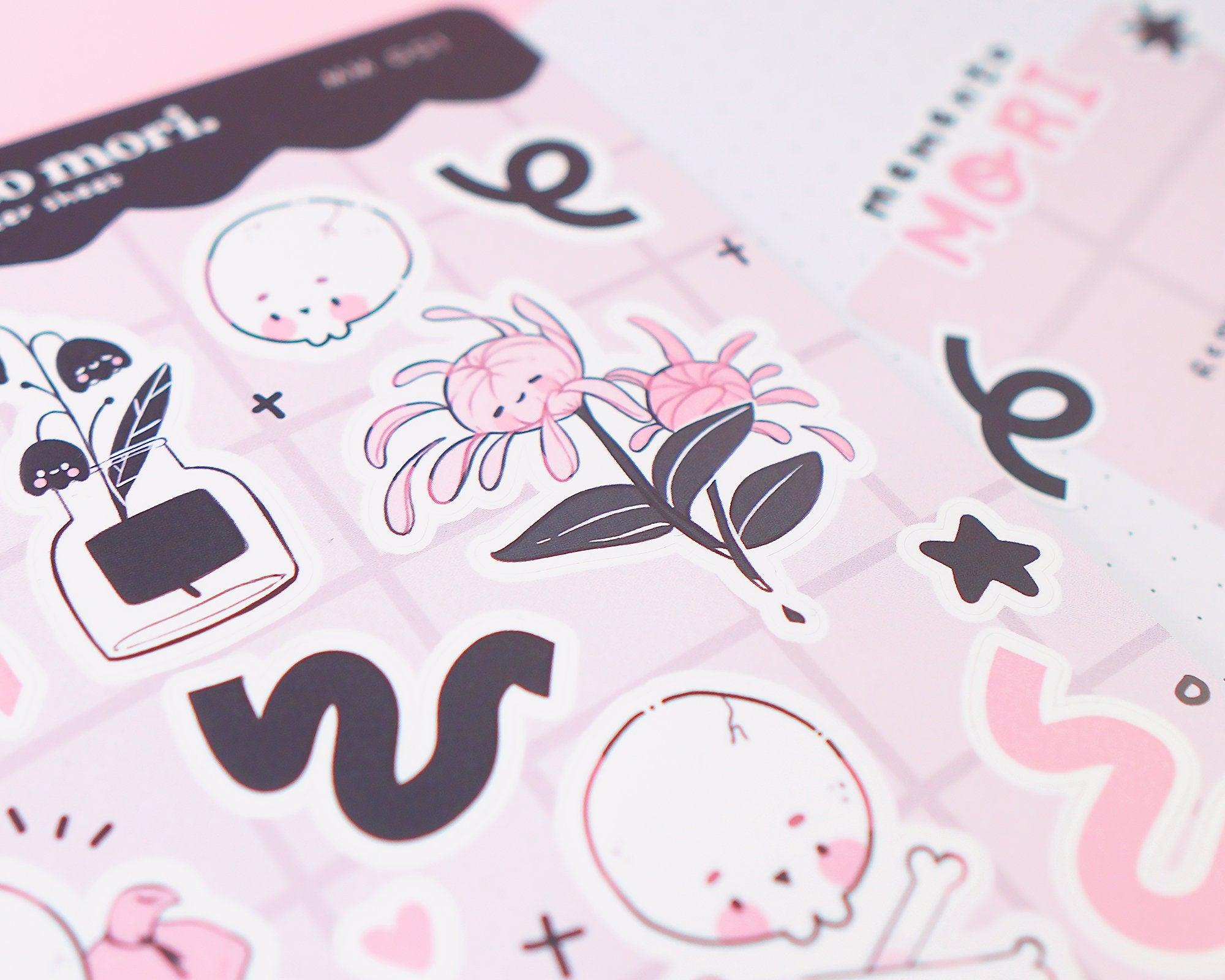 Memento Mori A5 Vinyl Sticker Sheet | Kawaii Gothic Skull Stickers | MM001 Katnipp character product