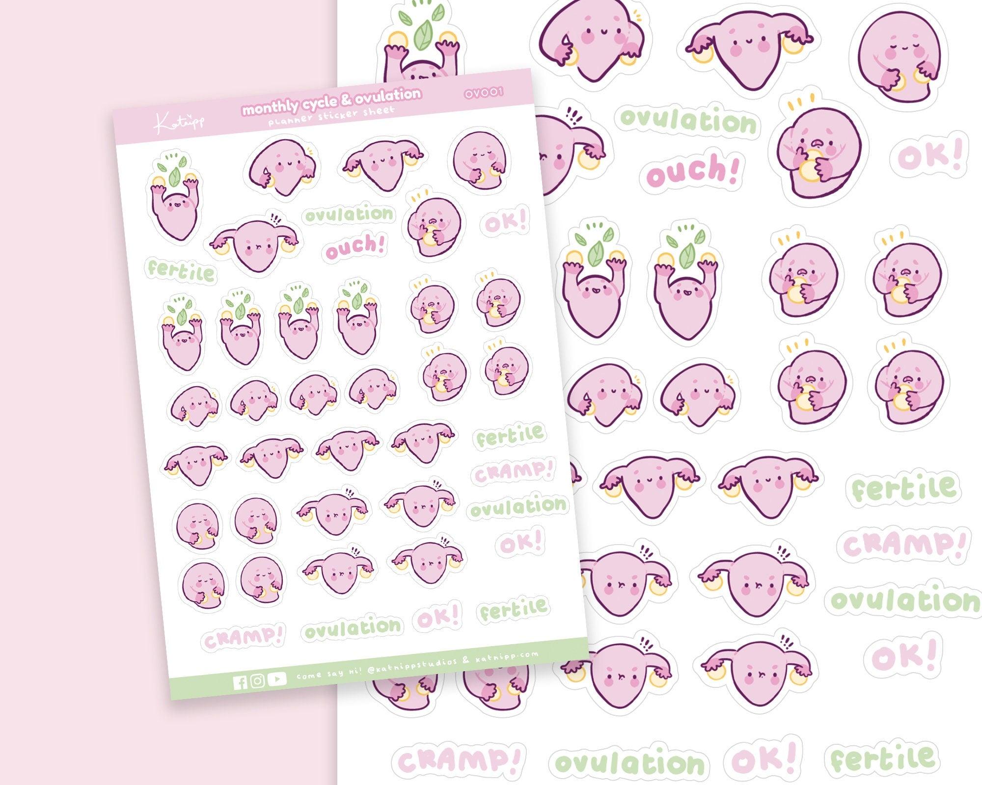 Monthly Cycle Planner Stickers ~ OV001 - Katnipp Illustrations