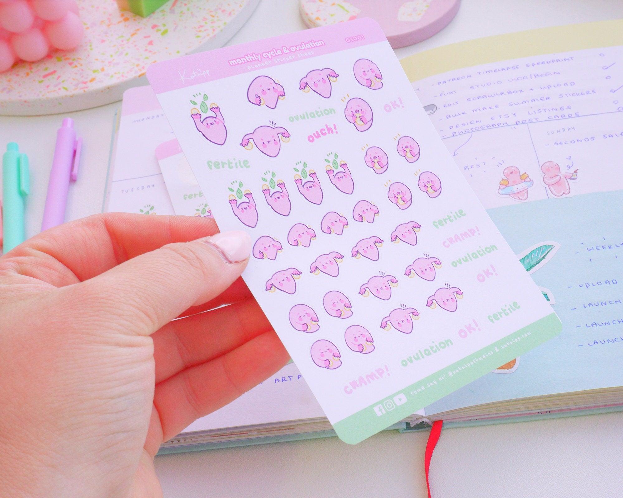 Monthly Cycle Planner Stickers ~ OV001 - Katnipp Illustrations