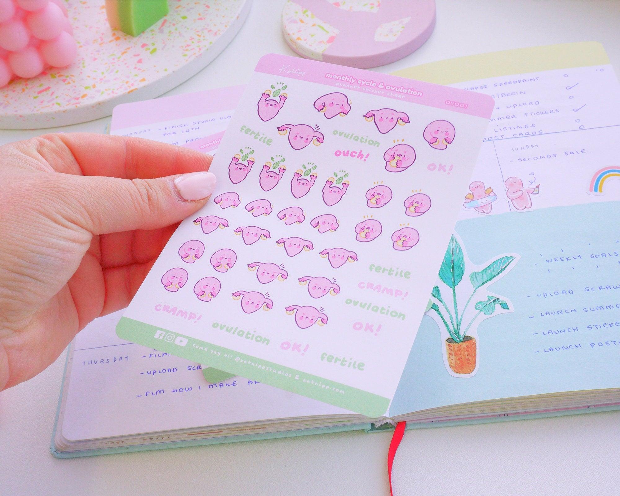 Monthly Cycle Planner Stickers Ovaries Women Planner Stickers Women Ovary Planner  Stickers Period Planner Tracker Ovulation OV-001 