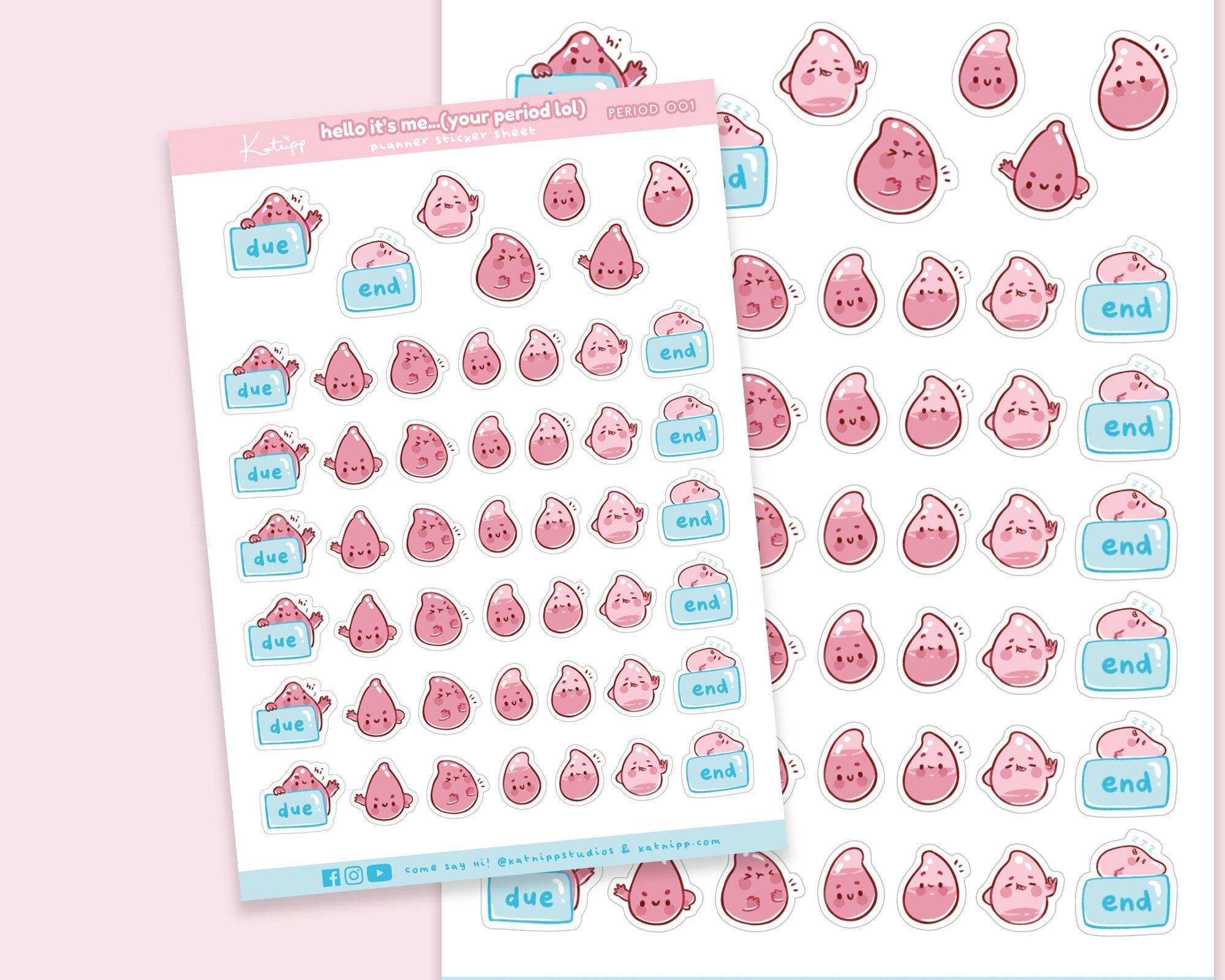 Monthly Period Cycle Planner Stickers ~ PERIOD001 - Katnipp Illustrations
