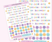 Monthly Planner Stickers | Pastel Bullet Journal Stickers | PL003 Katnipp character product